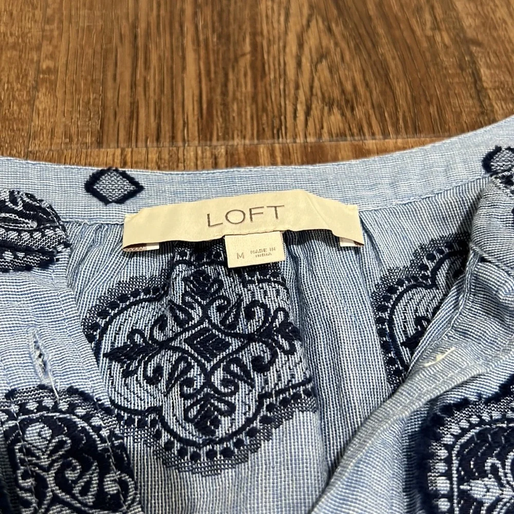 Blue patterned button down - Picture 3 of 4